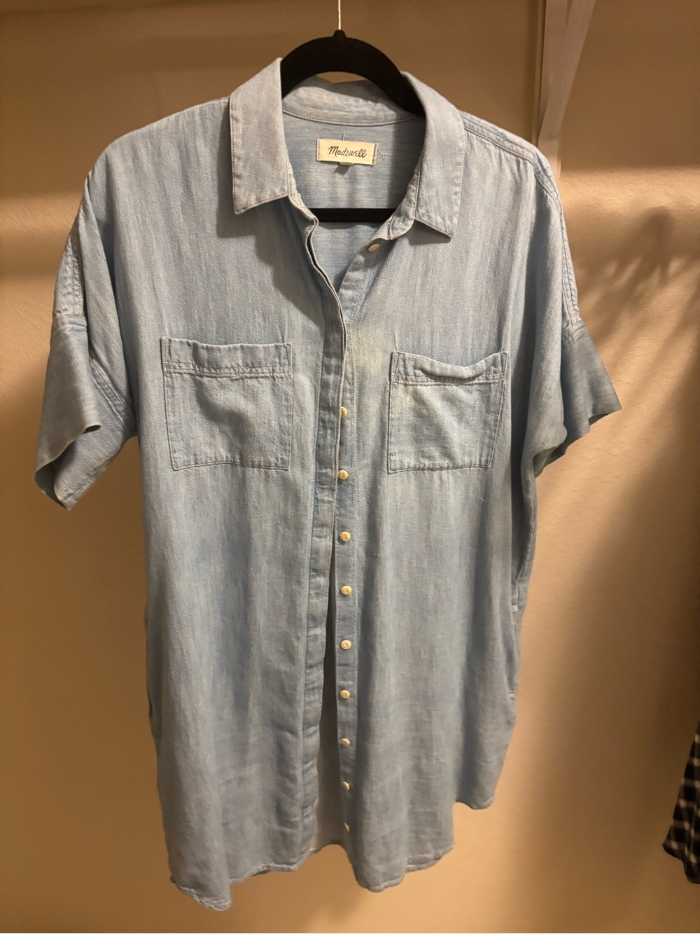 Madewell Light Blue Mini Shirt Dress sz L